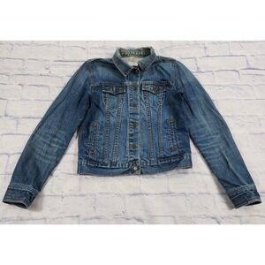 Old Navy Jean Jacket WOMENS M Blue Denim Trucker Button Front Y2K